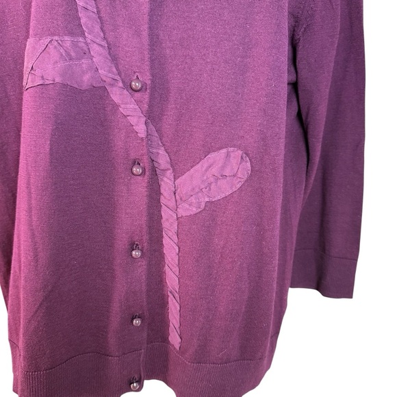 Talbots Silk Blend Cardigan Mauve Ribbons Girlie Fall Wedding Guest Size Large - Picture 3 of 7